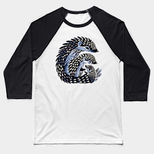 Hedgehogs Mama And Child Dots Aboriginal Painting Baseball T-Shirt